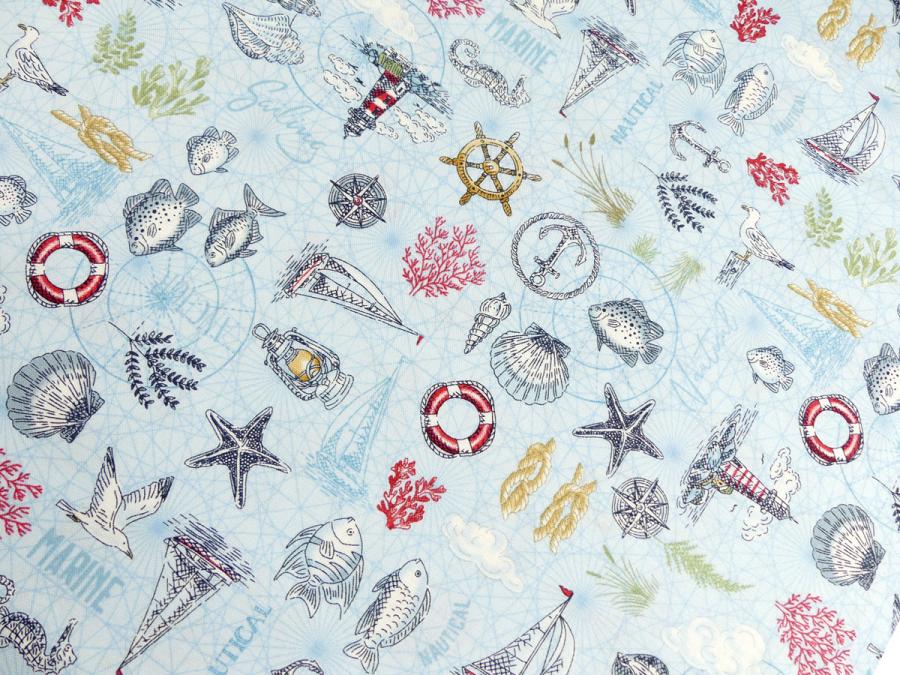 Patchworkstoff mit maritimen Muster von Makower